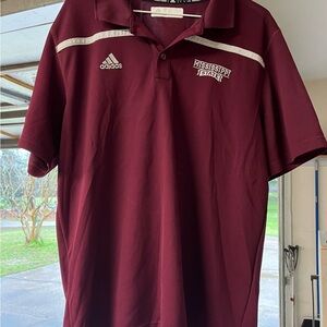 Maroon Adidas Mississippi State Bulldogs Shirt Men's L Large Polyester